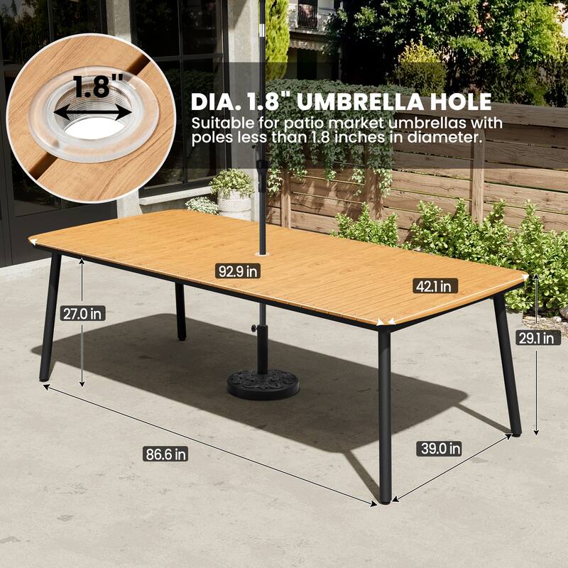 Outdoor Patio Dining Table Rectangular Aluminum Outdoor Table for 6/8/10 Person