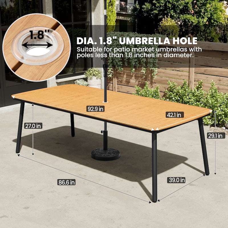 Outdoor Patio Dining Table Rectangular Aluminum Outdoor Table for 6/8/10 Person