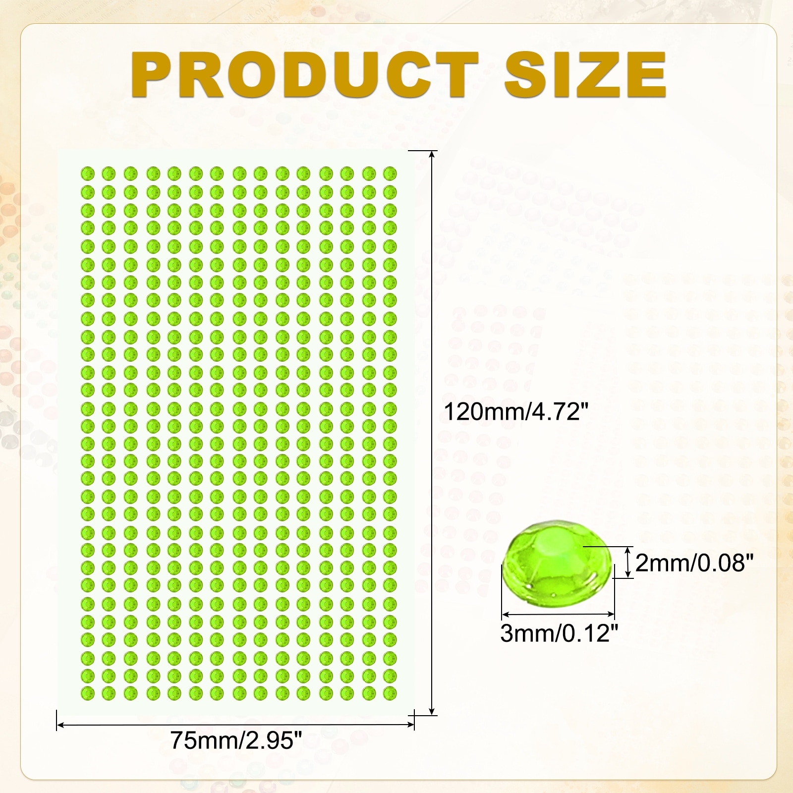 Rhinestone Adhesive Stickers Acrylic Gem Sticker Face Bling Gem Stones Jewel for Nail Art Craft Clothes - 3mm