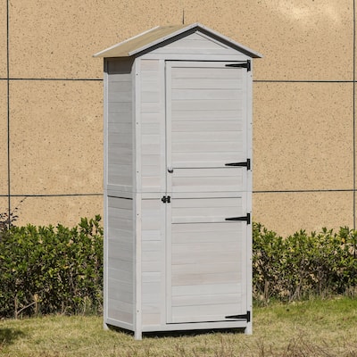 Outsunny Wooden Garden Cabinet Storage, Sheds & Outdoor Storage Backyard 4-Tier 3 Shelves Lockable Organizer