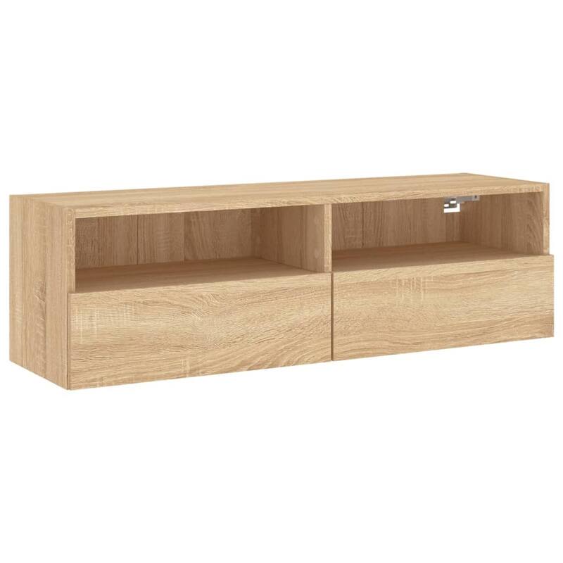 vidaXL TV Wall Cabinet Sonoma Oak Engineered Wood Medium TV Wall Cabinet - 11.8 x 39.4 x 11.8 in