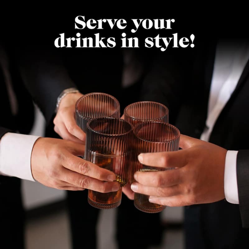 American Atelier Vintage Ribbed Fluted Glasses Set of 4