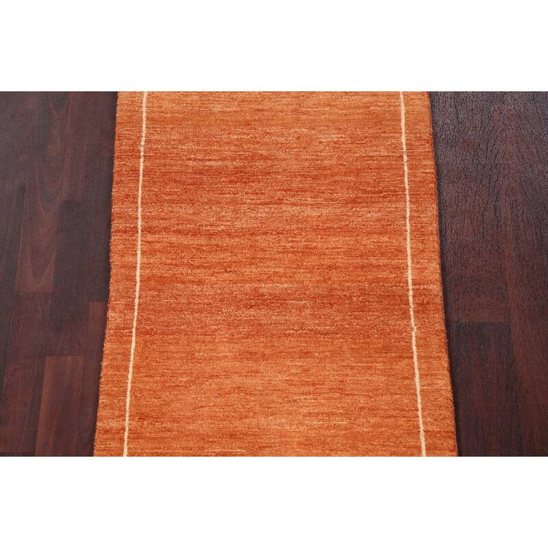 Bordered Gabbeh Kashkoli Oriental Runner Rug Hand-knotted Wool Carpet - 2'5" x 8'5"