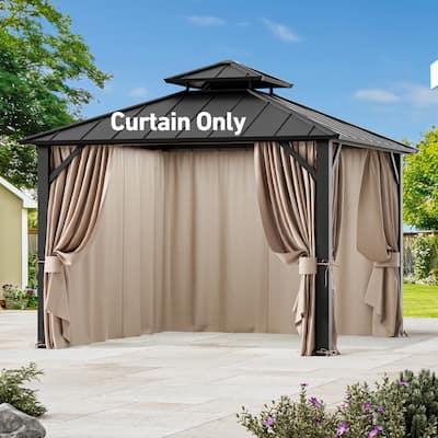 Gazebo Curtain Replacement Universal 4-Panel Sidewalls 10' x 10', Outdoor Gazebo Privacy Curtains with Zipper (Curtain Only)