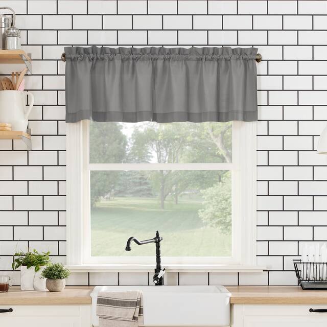 No. 918 Martine Microfiber Semi-Sheer Rod Pocket Kitchen Curtain Valance and Tiers Set