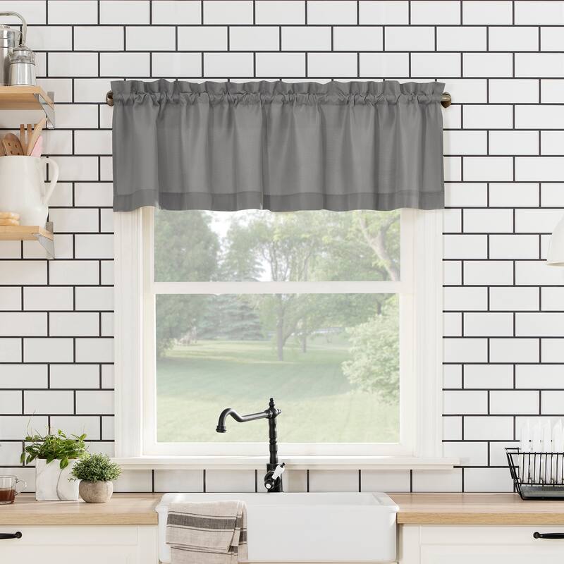 No. 918 Martine Microfiber Semi-Sheer Rod Pocket Kitchen Curtain Valance and Tiers Set