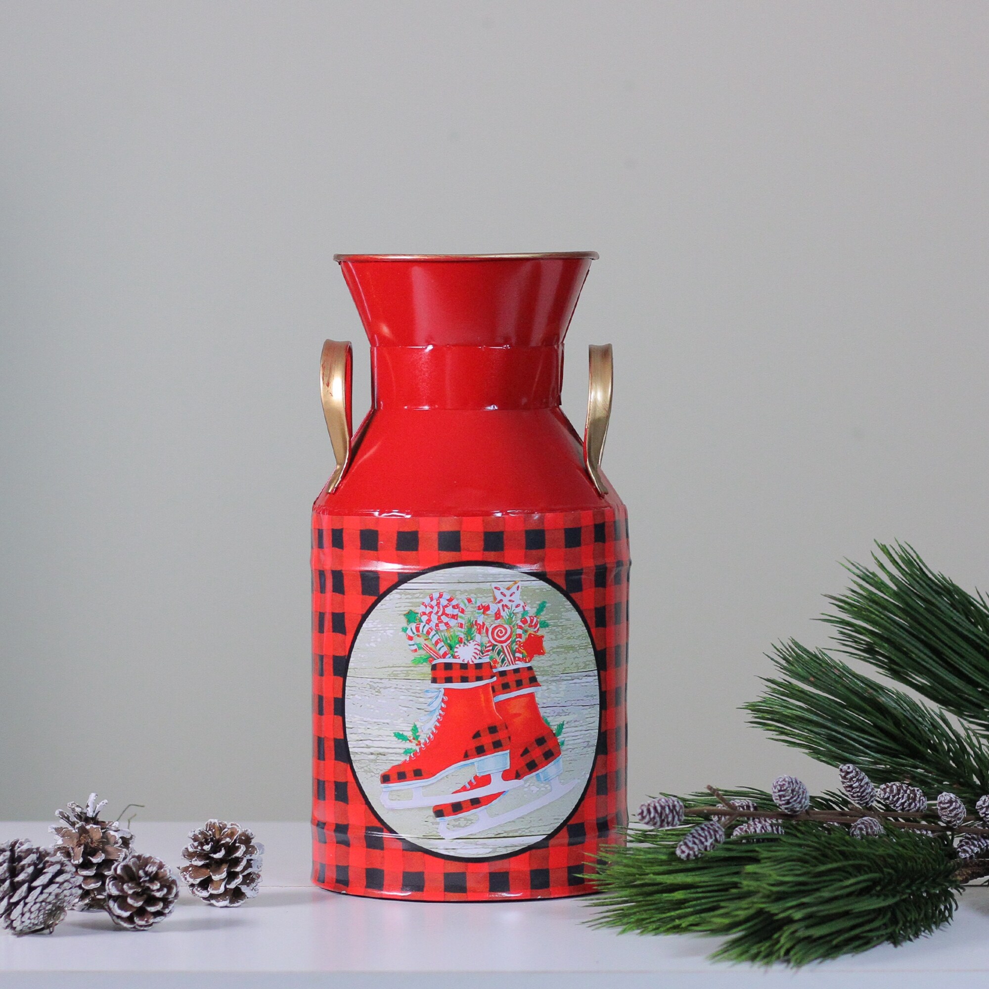 Shop 12 Red And Black Plaid Metal Holiday Skate Christmas Milk