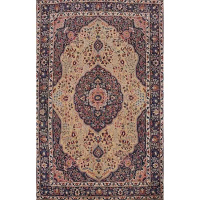 Hand Knotted Oriental 100% Wool Carpet Traditional Floral Brown Mashad Area Rug - 12' 5'' X 8' 8''