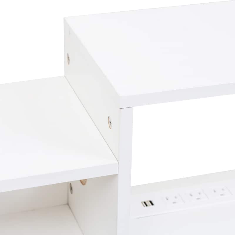 Modern Floating TV Stand with 3 Tier Shelves and 20 Color LEDs for Wall Mounted Home Theater and Office