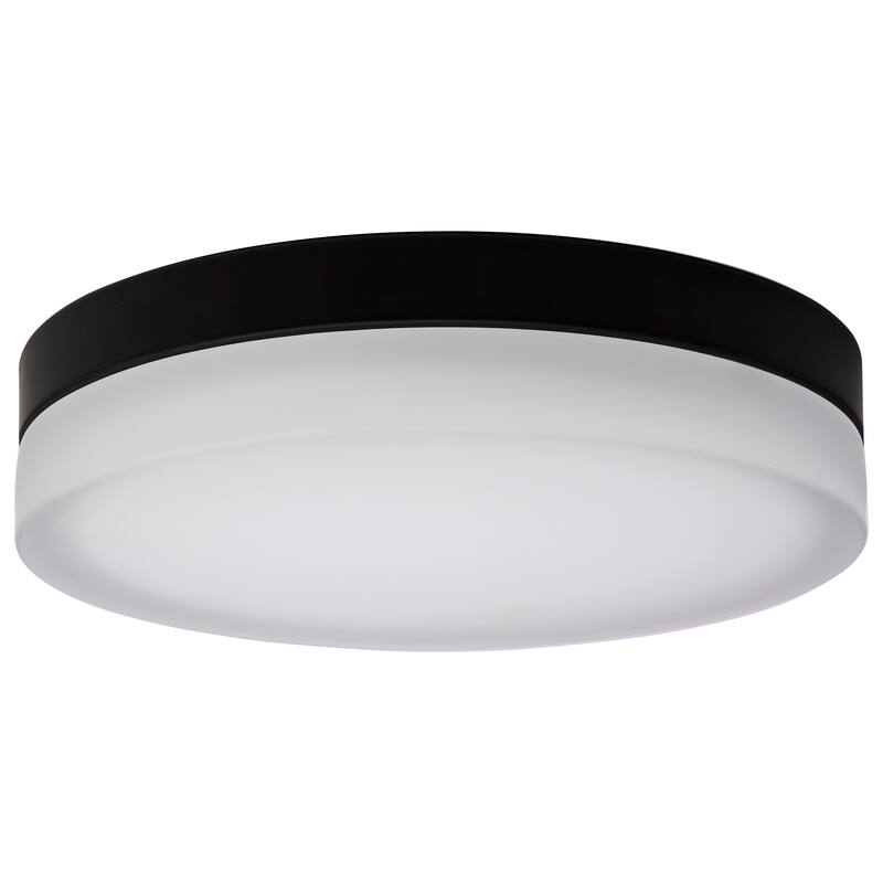 Pi 14 Inch LED Flush Mount Black Finish Frosted Etched Glass CCT Selectable 120 Volts - Black