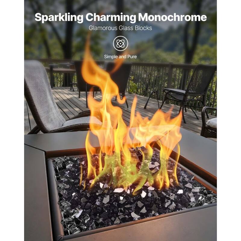 Black Tempered Reflective Crushed Fire Glass 10 lbs. High Heat - 1/2 inch
