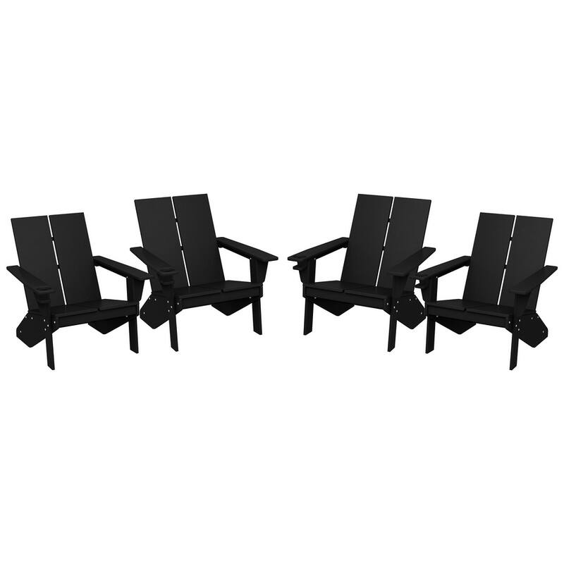 Coastin Modern Poly Adirondack Chair (Set of 4), Black - Black