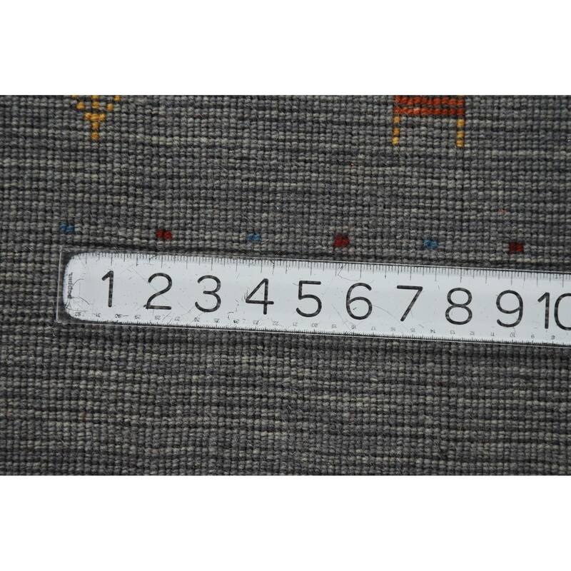 Gray Tribal Gabbeh Indian Area Rug Handmade Wool Carpet - 5'5" x 7'9"