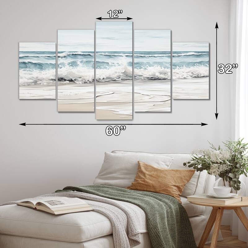 Designart "Beach Minimalism Landscape III" Nautical & Beach Metal Wall Décor Set