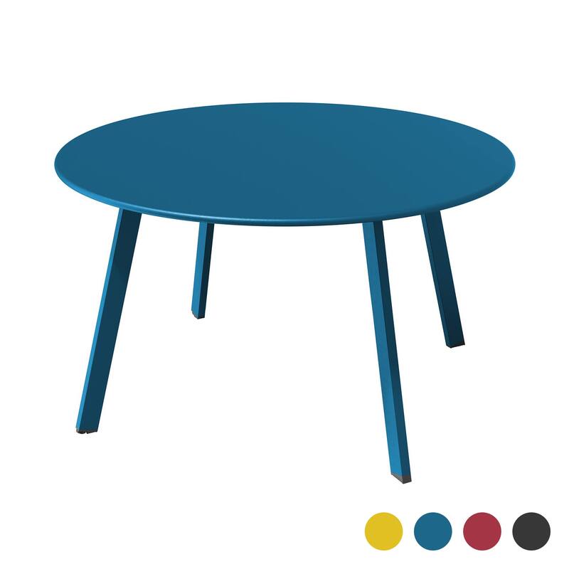 Clihome Weather Resistant Round Steel Patio Large Coffee Table - Blue