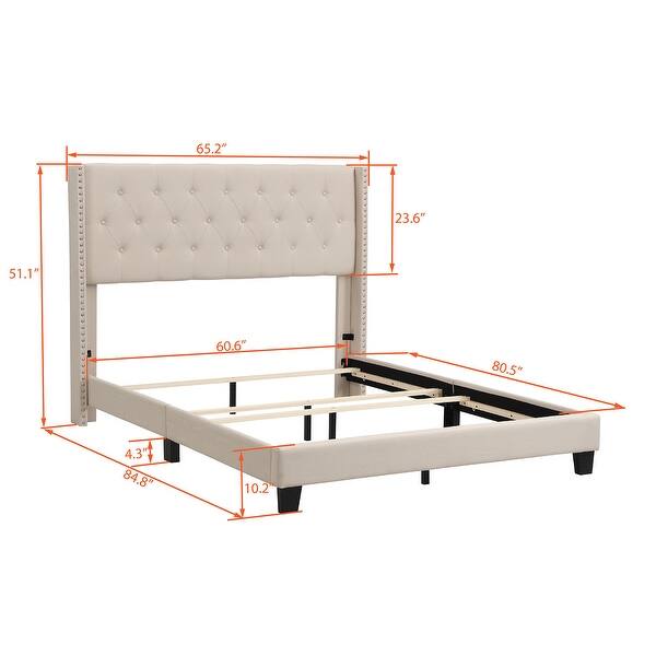 Queen Upholstered Platform Bed, Box Spring Needed - Bed Bath & Beyond ...