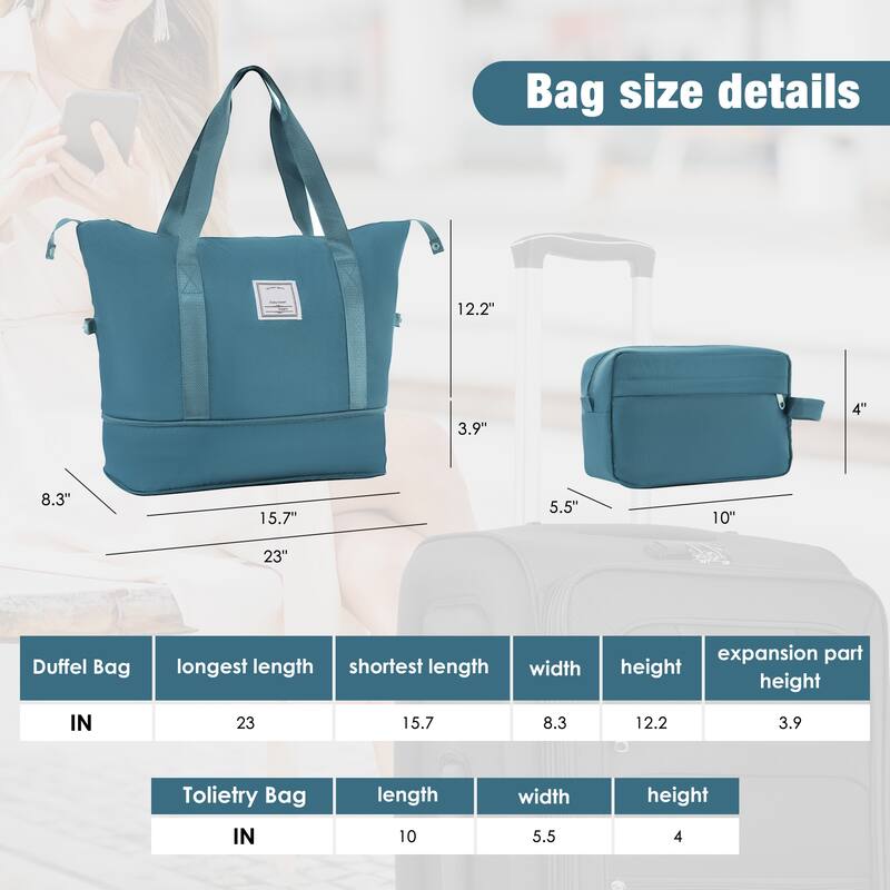 3 Piece ABS Softside Expandable Upright Spinner Luggage with TSA Lock and Duffel Bag