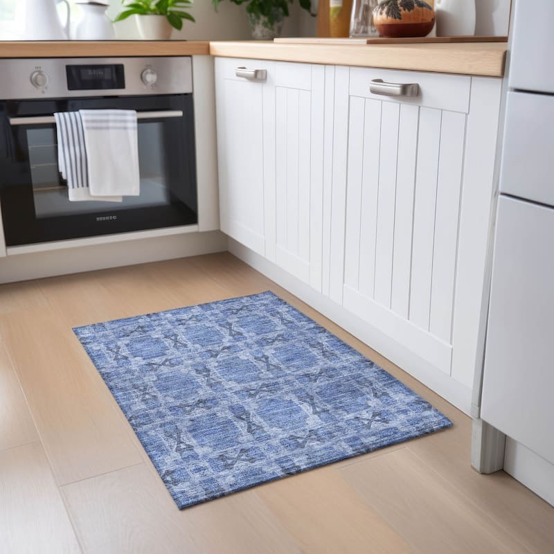 Machine Washable Indoor/ Outdoor Boho Medallions Chantille Rug