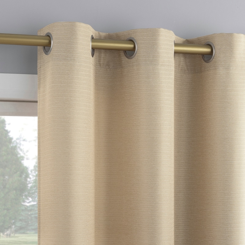No. 918 Landon Textured Semi-Sheer Grommet 1-Piece Curtain Panel, Single Panel - 40" x 63" - Taupe