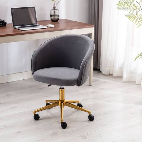 Home Office Computer Desk Chair ,Velvet Accent Armchair,Adjustable Swivel Task Stool with Gold Plating Base