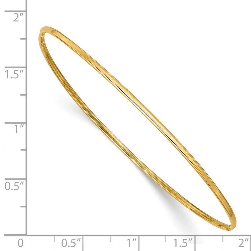 Curata 14k Yellow Gold 8" 1.5" Polished Thin Slip-on Stackable Bangle Bracelet