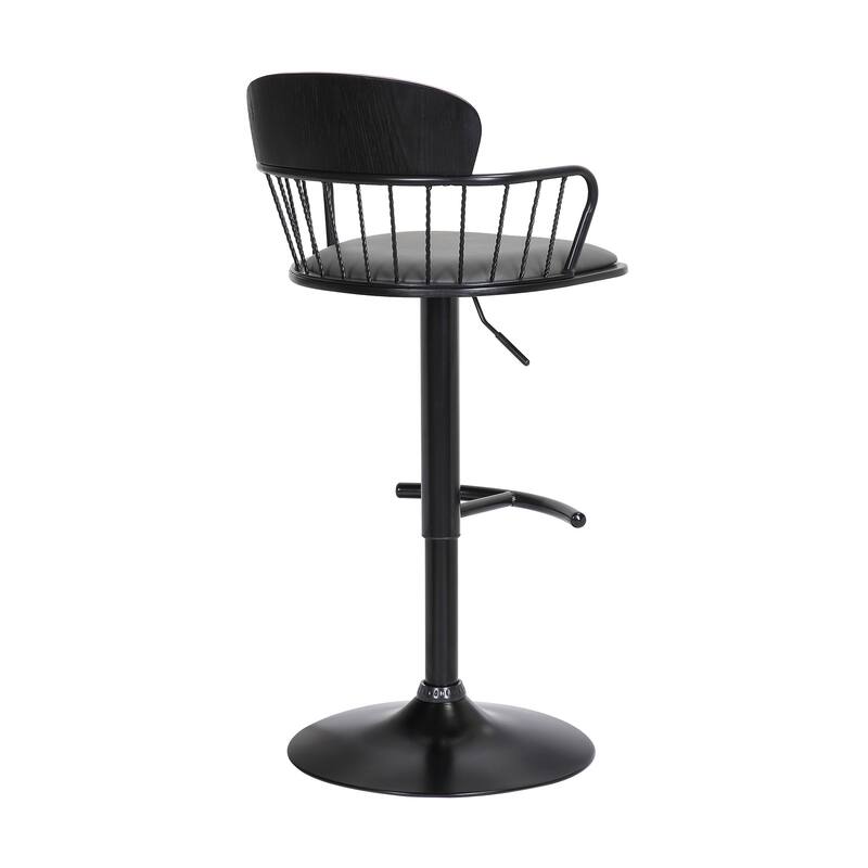Nash Black Metal Upholstered Adjustable Swivel Bar Stool