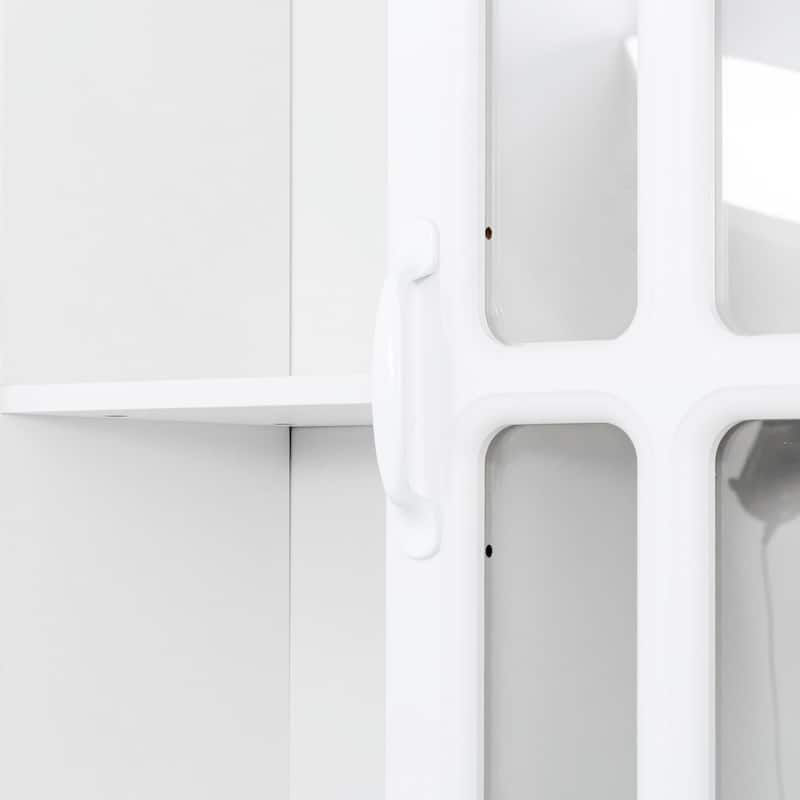 Anmytek L Shaped Corner Desk with Bookshelf, White Home Office Computer Desk Storage Workstation