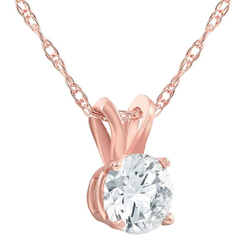 1/2 Ct Lab Grown Solitaire Diamond Pendant Rose Gold Necklace