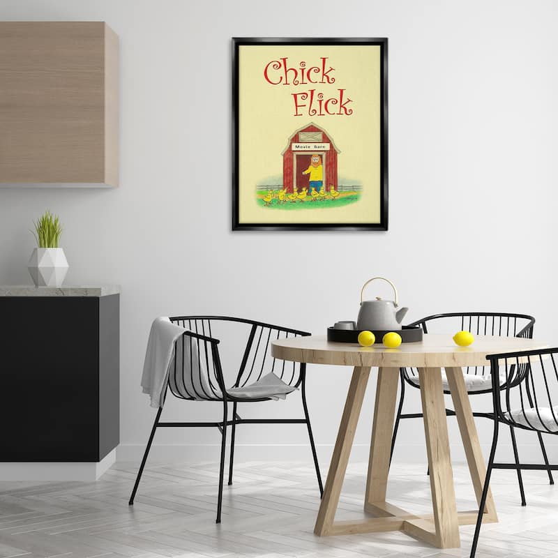 Stupell Chick Flick Vintage Pun Framed Floater Canvas Wall Art Design By Roger Straub