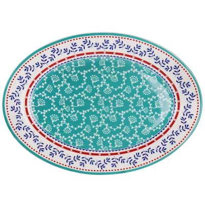 Gibson Home VIllage Vines 14 Inch Fine Ceramic Oval Platter - 14 Inches