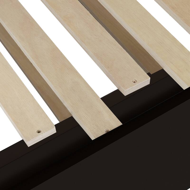 Space-Saving Daybed with Pull-out Trundle, Twin to King Platform Bed Design, Solid Pine Wood Frame with 3 Sided Guardrails
