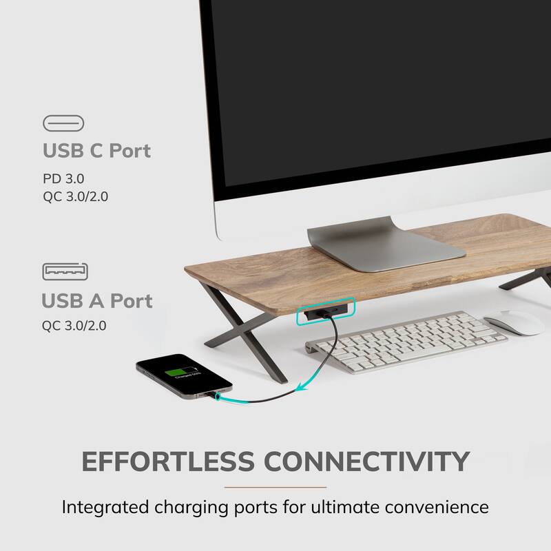 Jani Wood Monitor Stand Riser Desk - Ergonomic Design Stand, Desktop Organizer Table for Home, Office Workspace, Gaming Desk