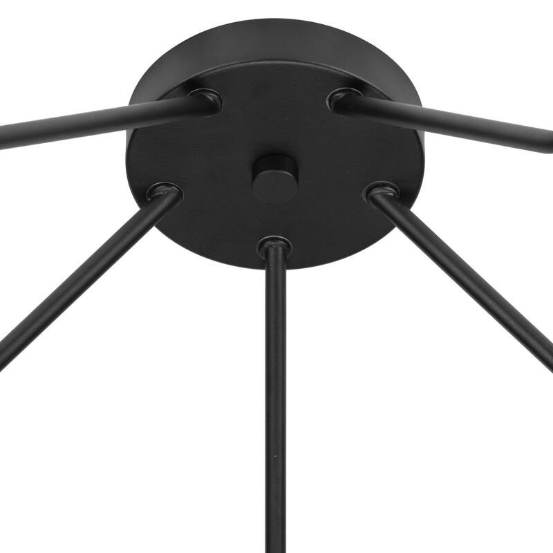 Breckenridge Collection Five-Light Matte Black Rustic Farmhouse Semi-Flush Mount - 22.5 in x 22.5 in x 7.5 in