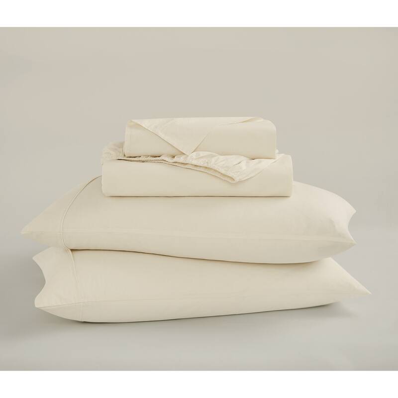 Brooklyn Loom Solid Cotton Percale Bed Sheet Set