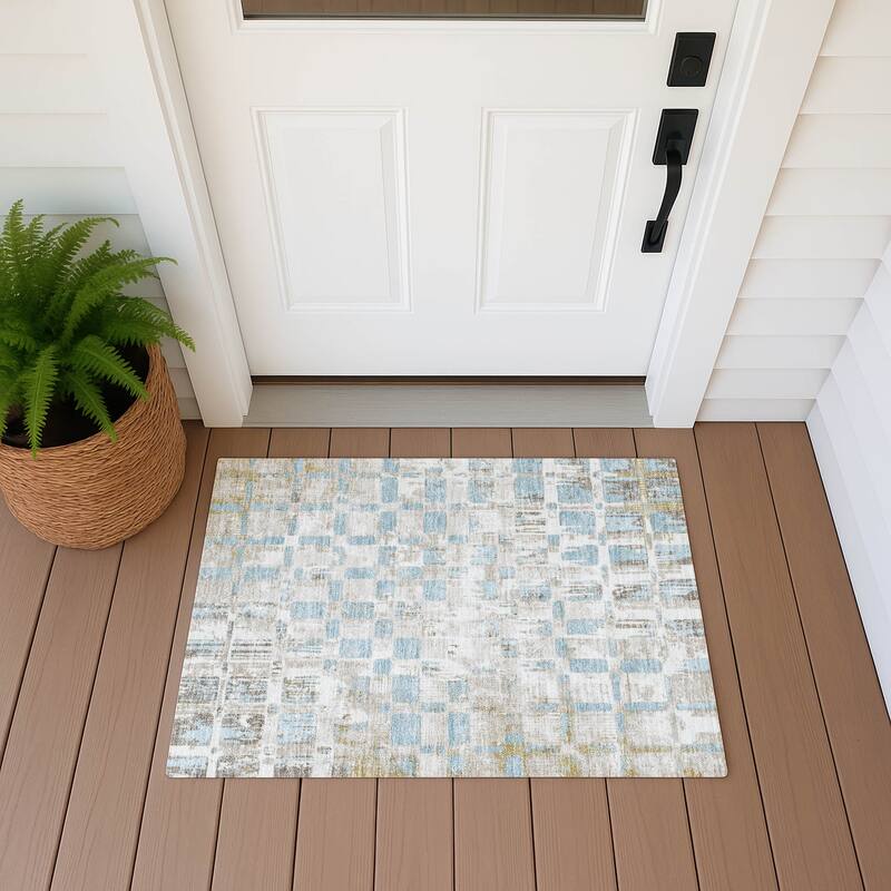 Machine Washable Indoor/ Outdoor Casual Foxfield Chantille Rug - Ivory - 1'8" x 2'6"