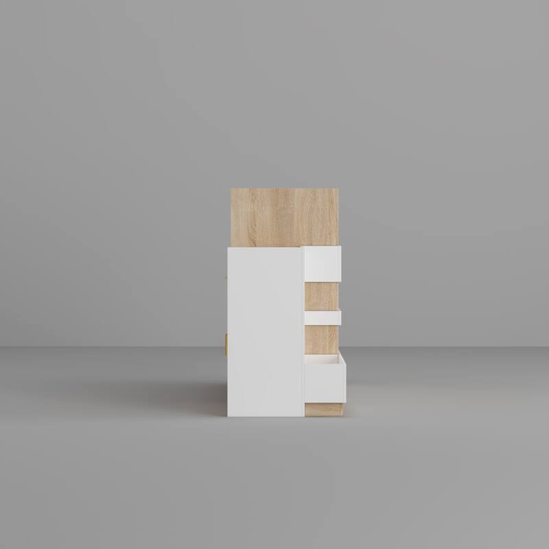 Modern Hotel Reception Desk - White + Oak with Keyboard Drawer