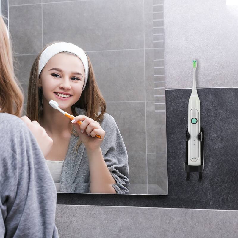 2 Pcs Wall-mounted Toothbrush Holder, Hanging Toothbrush Holder, 5.28"x1.73"x1.81" - Black