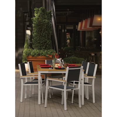Oxford Garden Travira 7 Piece Natural Tekwood Dining Set