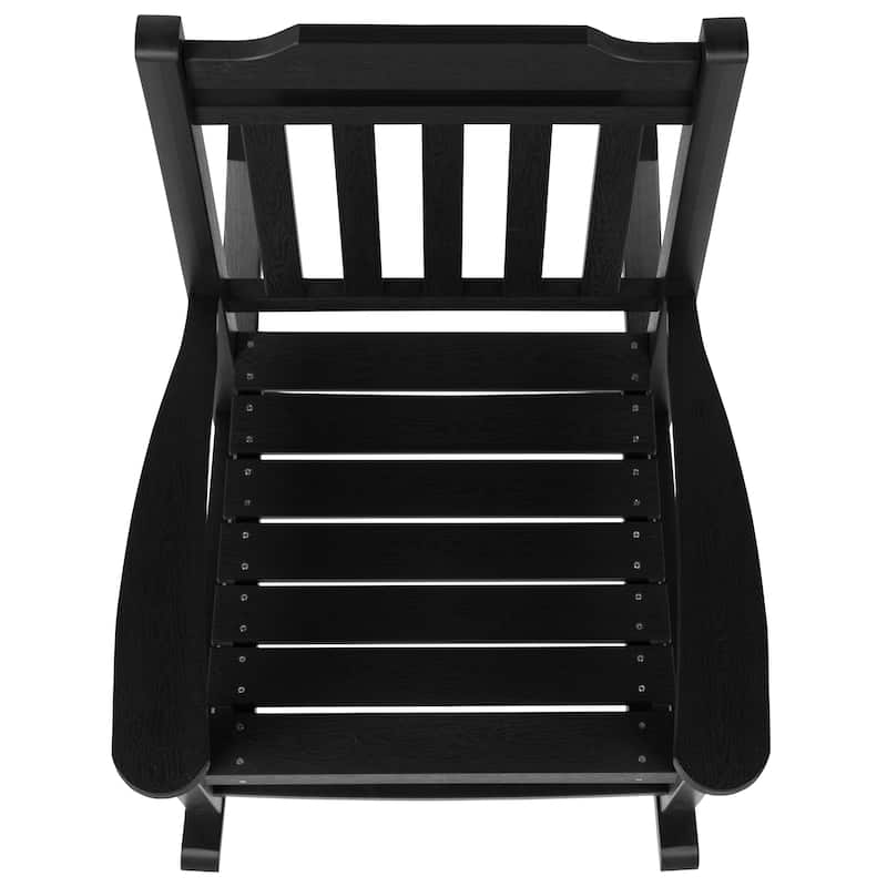 Set of 2 Indoor/Outdoor Poly Resin Rocking Chairs with Side Table - 25.625"W x 35"D x 42"H
