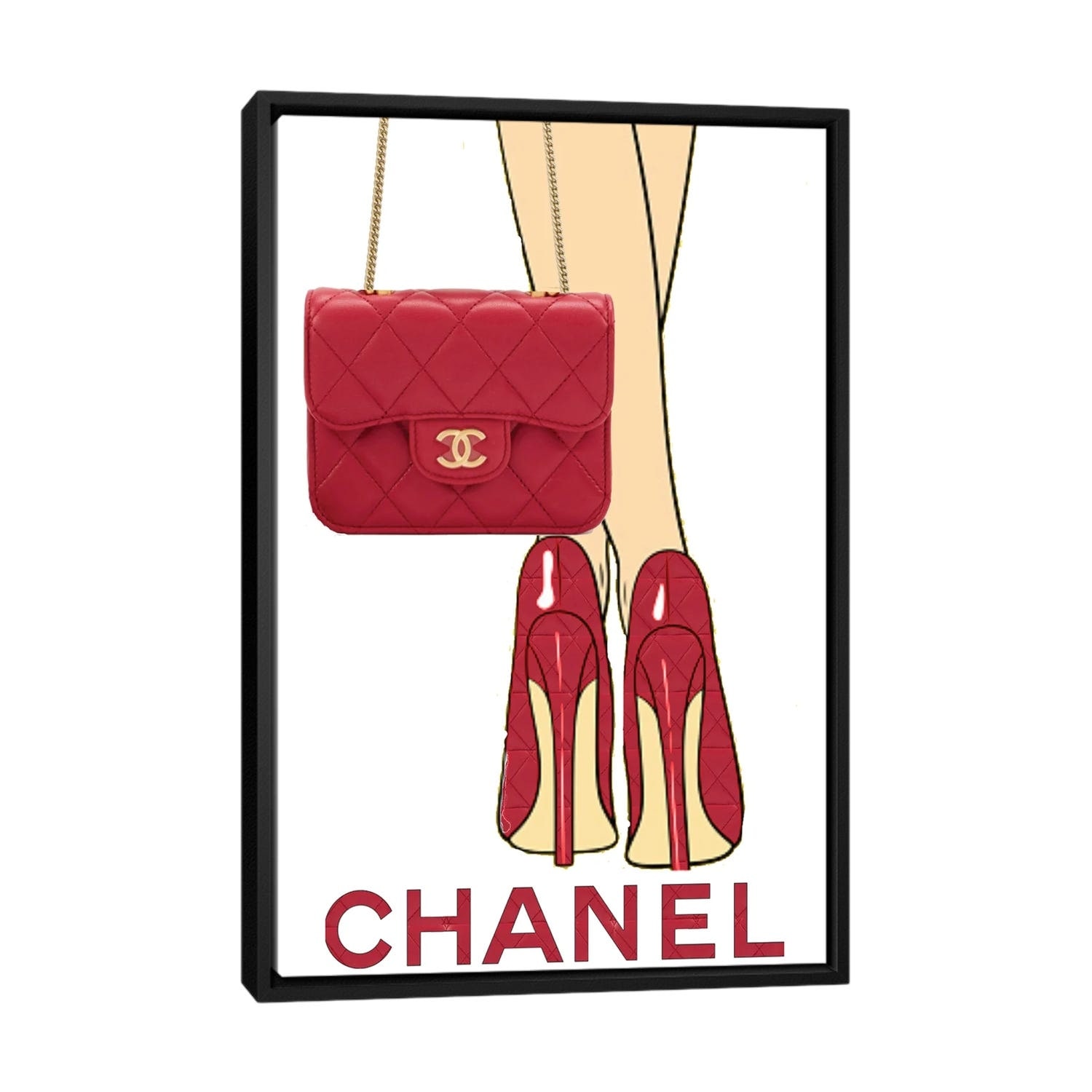 iCanvas Red Chanel Handbag by Julie Schreiber Framed Canvas Print - Bed  Bath & Beyond - 36840068
