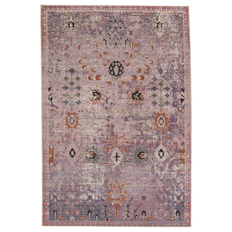 Elva Indoor/ Outdoor Oriental Area Rug - 2'6"X4' - Purple/Gold