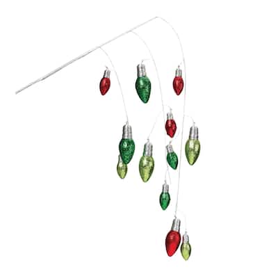 Set of 2 Hanging Light Bulb Artificial Christmas Sprays 25"