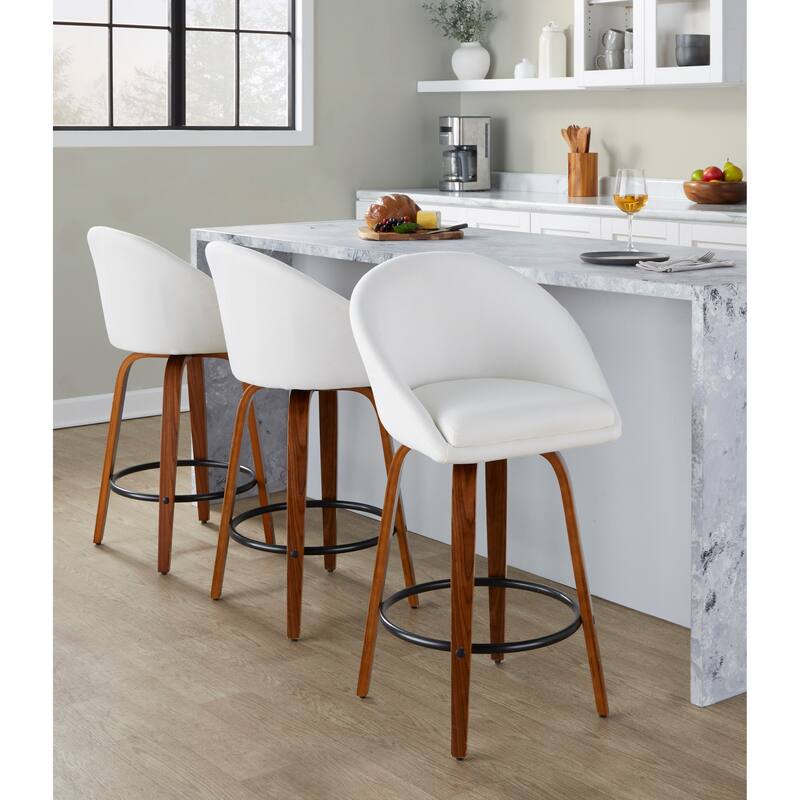 Carson Carrington Livesey High Back 26" Fixed-Height Counter Stool with Bent Wood Legs & Round Footrest (Set of 2)