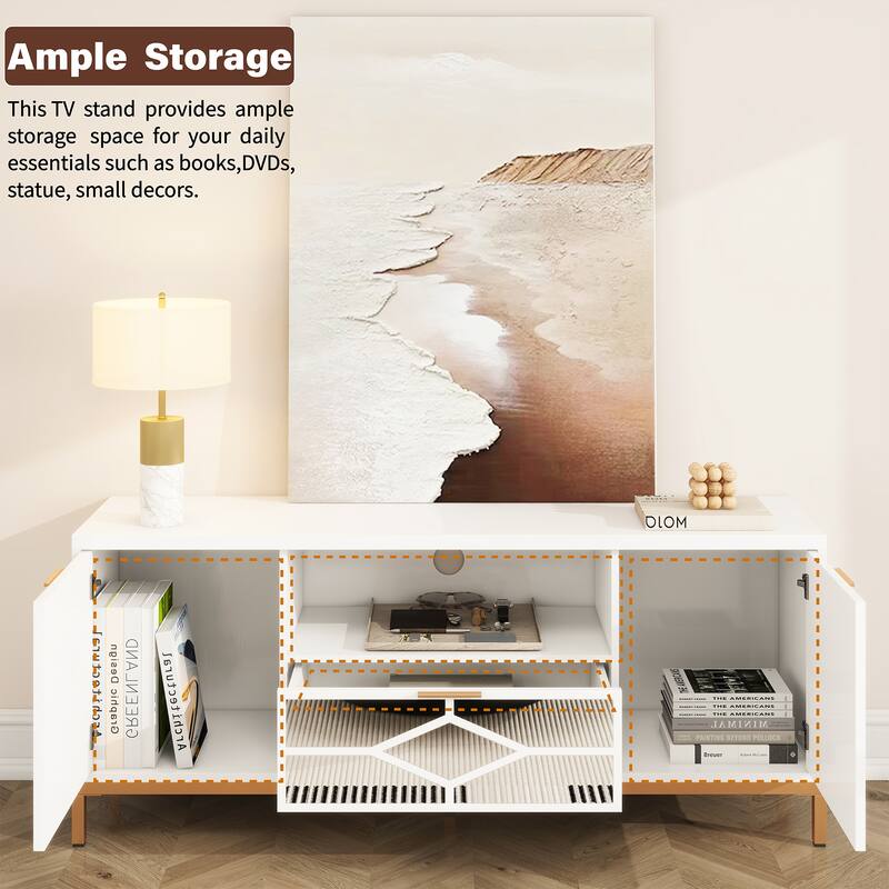 60" Wood Media Console Modern TV Stand