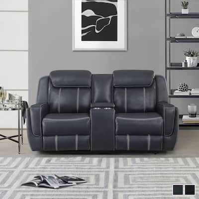 Manuel Breathable Faux Leather Manual Double Reclining Loveseat