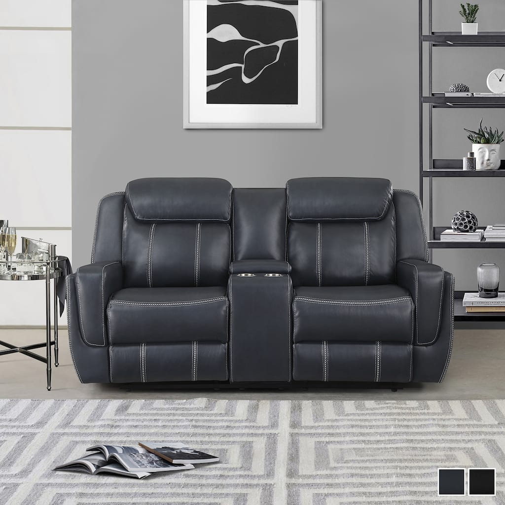 Manuel Breathable Faux Leather Manual Double Reclining Loveseat