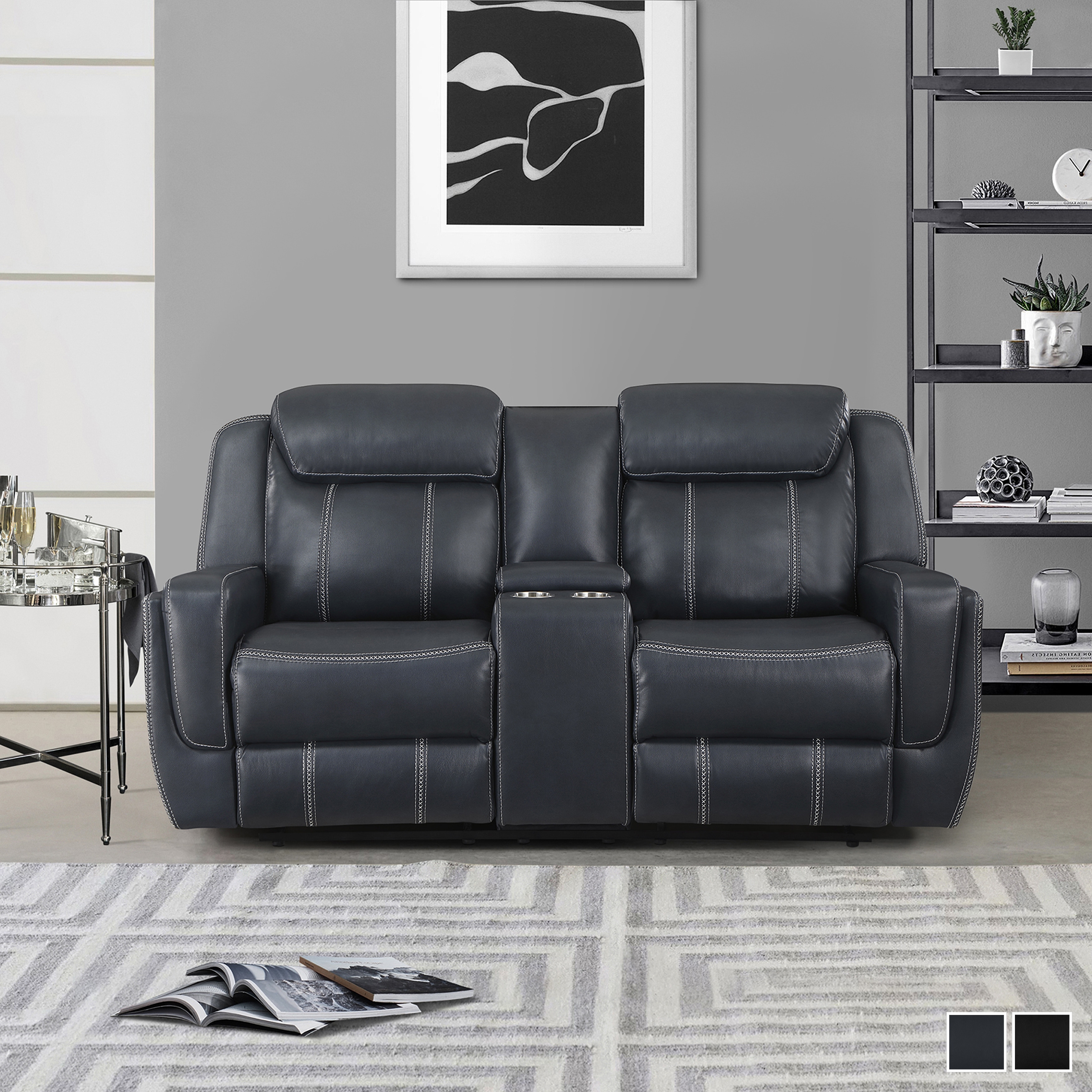 Fremont & Park Manuel Breathable Faux Leather Manual Double Reclining Loveseat