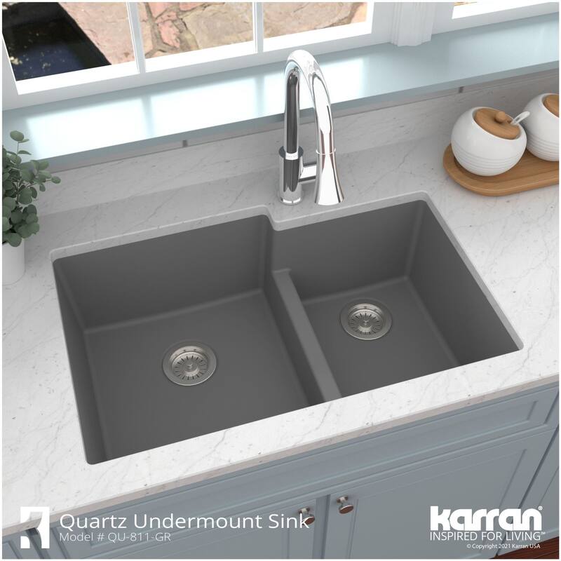 Karran USA QU-811 Quartz QU 32" Undermount Double Basin Quartz