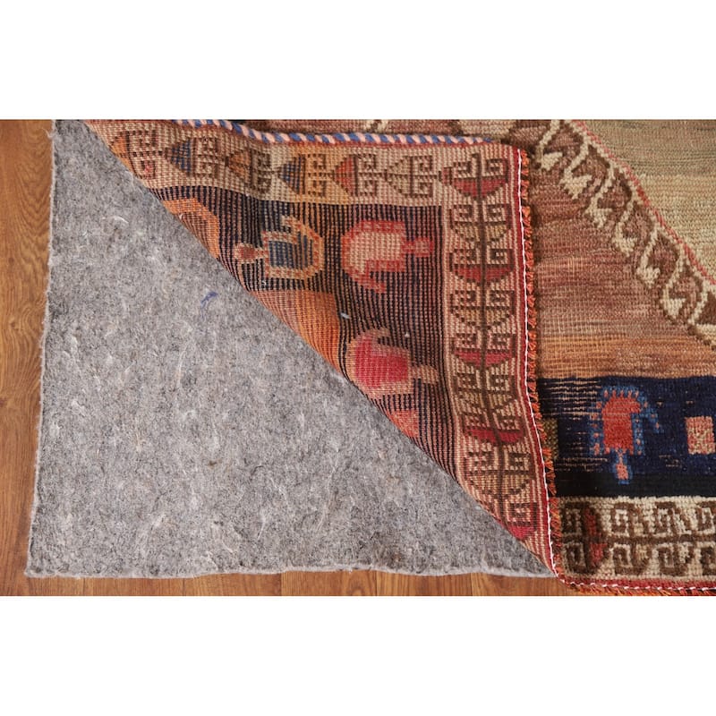 Vegetable Dye Gabbeh Qashqai Persian Antique Rug Handmade Wool Carpet - 4'2"x 7'3"