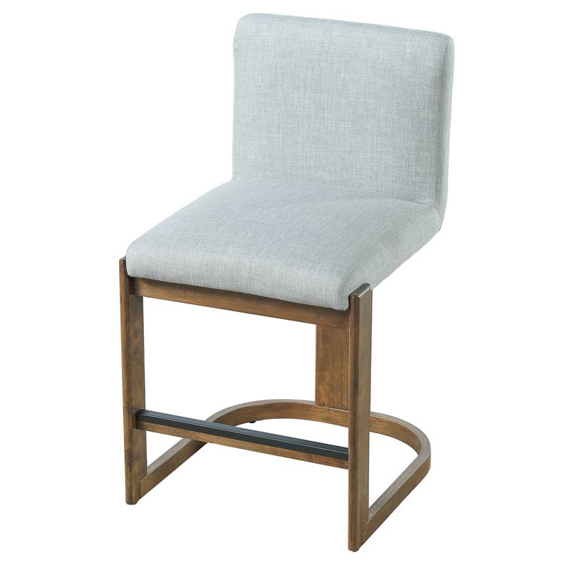 Christopher Knight Home - Modern Linen Upholstered Counter Height Bar Stools with Solid Wood Legs & Square Backrest, Set of 2